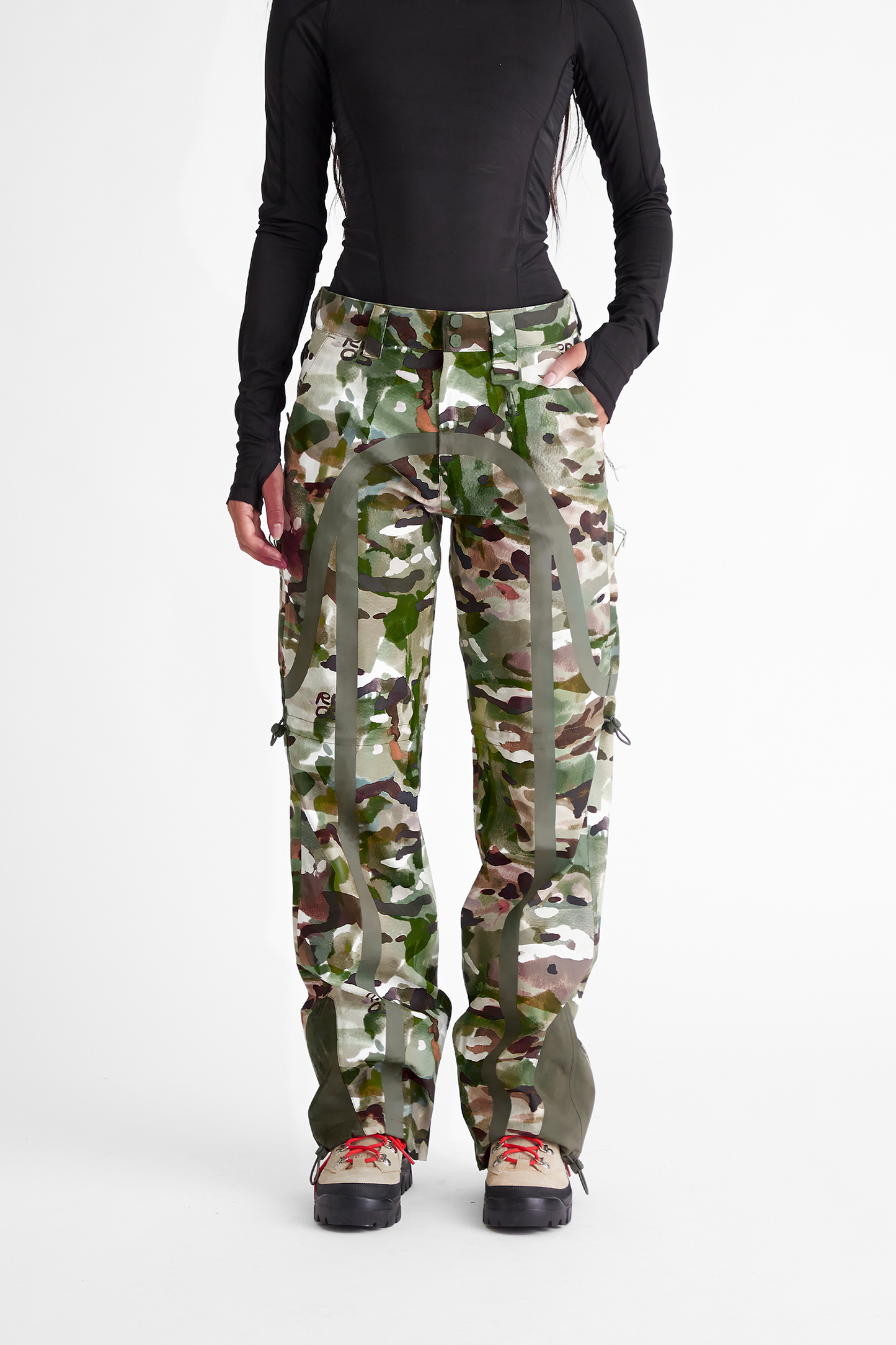 Taped Seam Nylon Shell Pant in Watercolor Camo