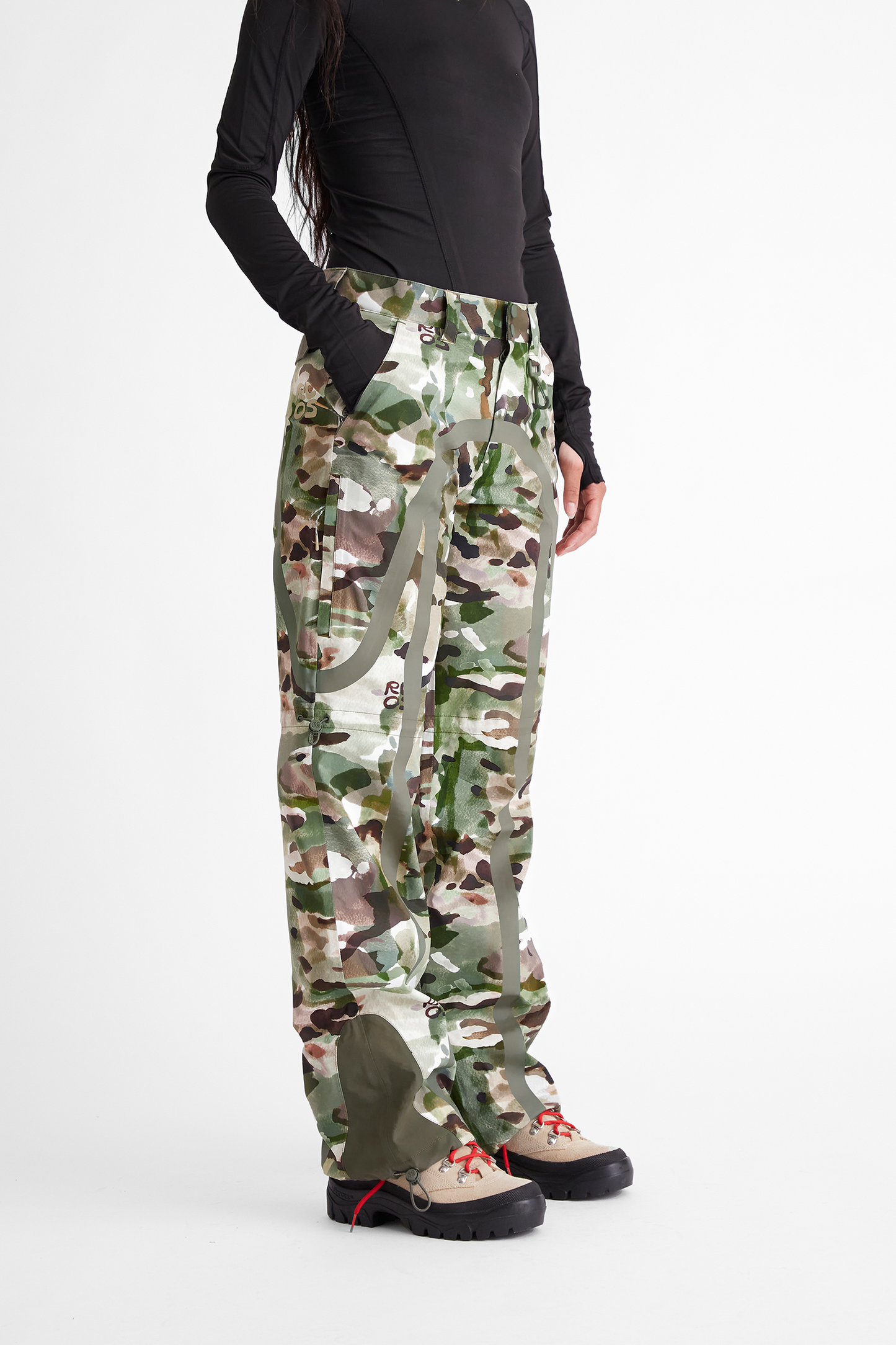 Taped Seam Nylon Shell Pant in Watercolor Camo
