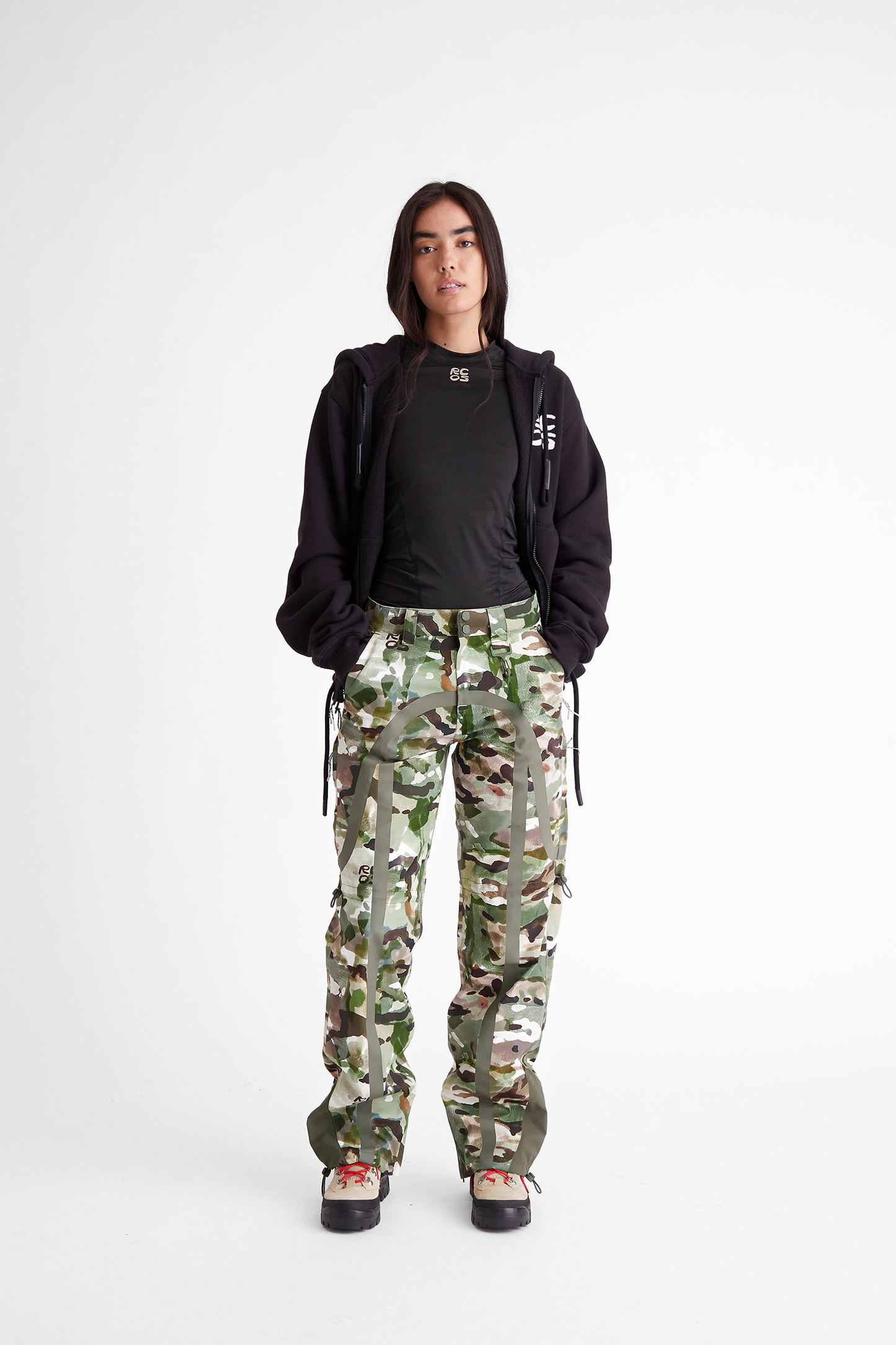 Taped Seam Nylon Shell Pant in Watercolor Camo