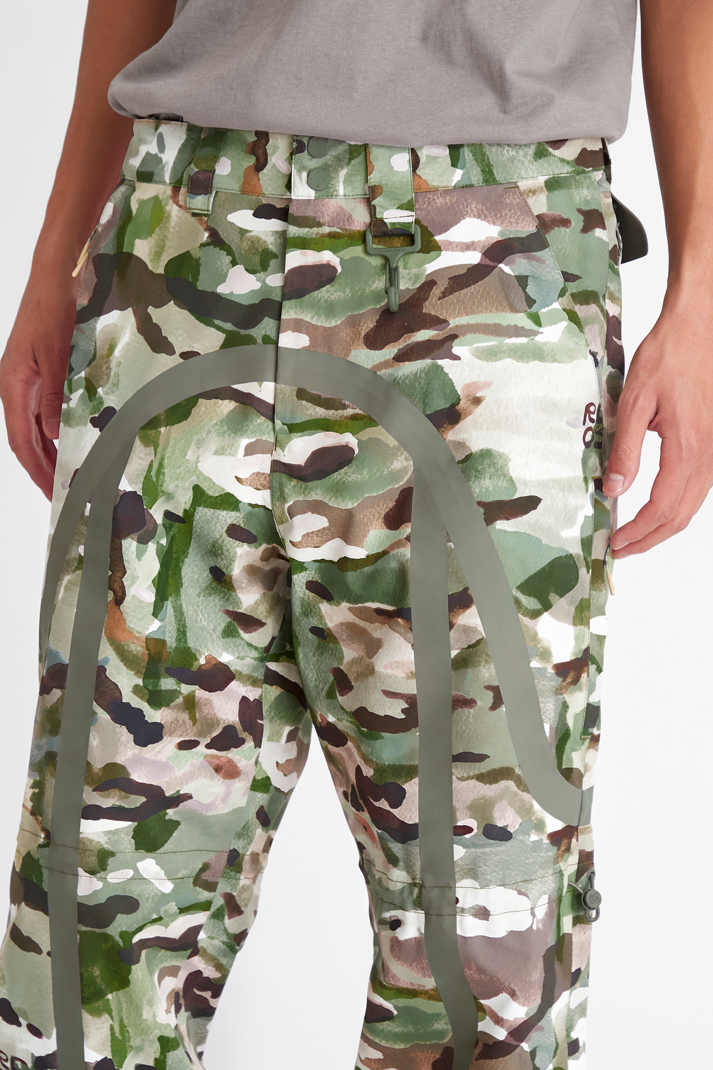 Taped Seam Nylon Shell Pant in Watercolor Camo