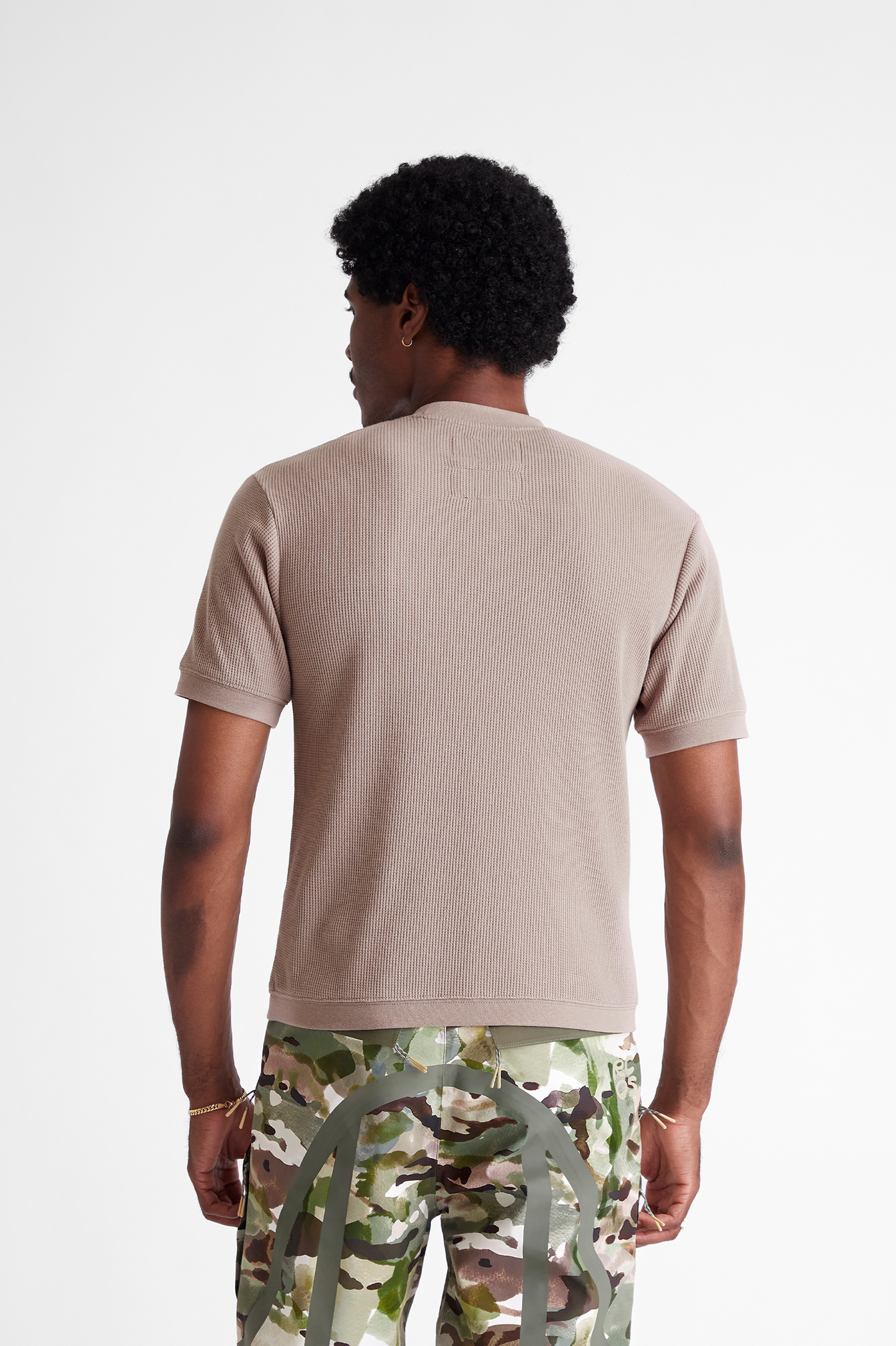 Waffle Knit Pocket T-Shirt in Mauve
