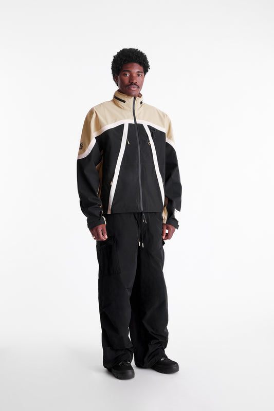Taped Seam Nylon Shell Jacket in Khaki & Black