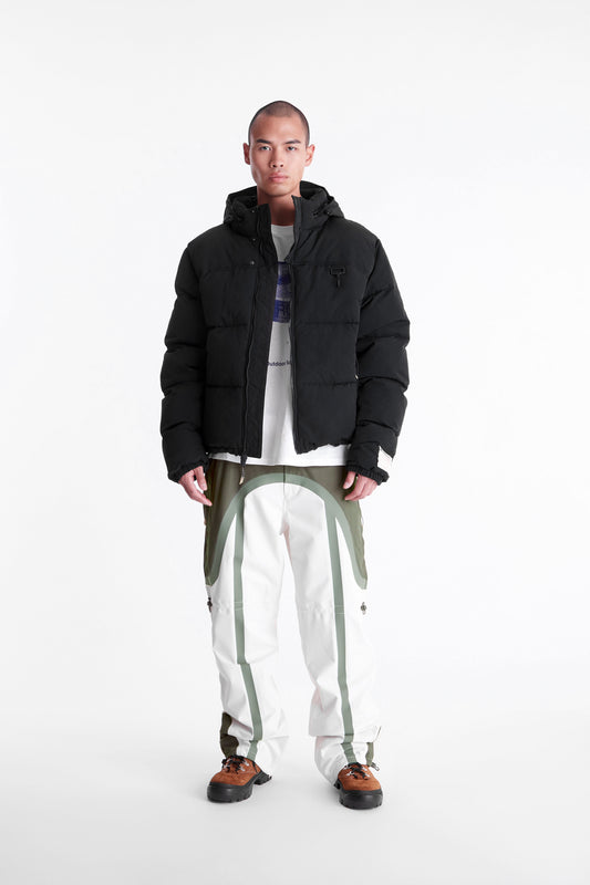 Taped Seam Nylon Shell Pant in Green & White
