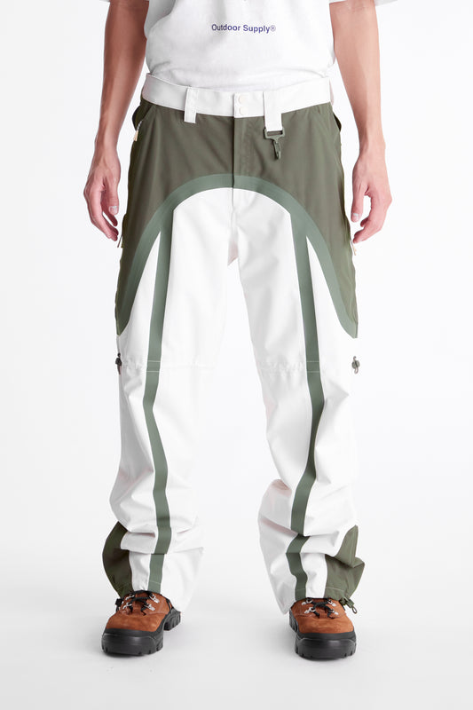 Taped Seam Nylon Shell Pant in Green & White