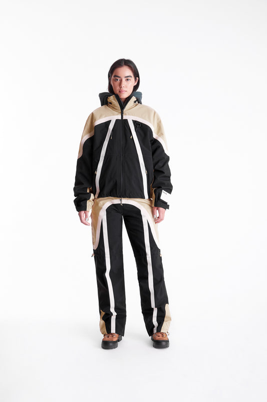 Taped Seam Nylon Shell Pant in Khaki & Black