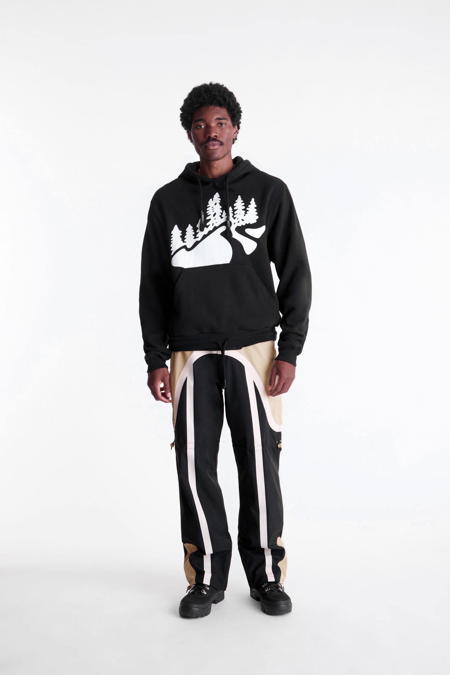 Taped Seam Nylon Shell Pant in Khaki & Black