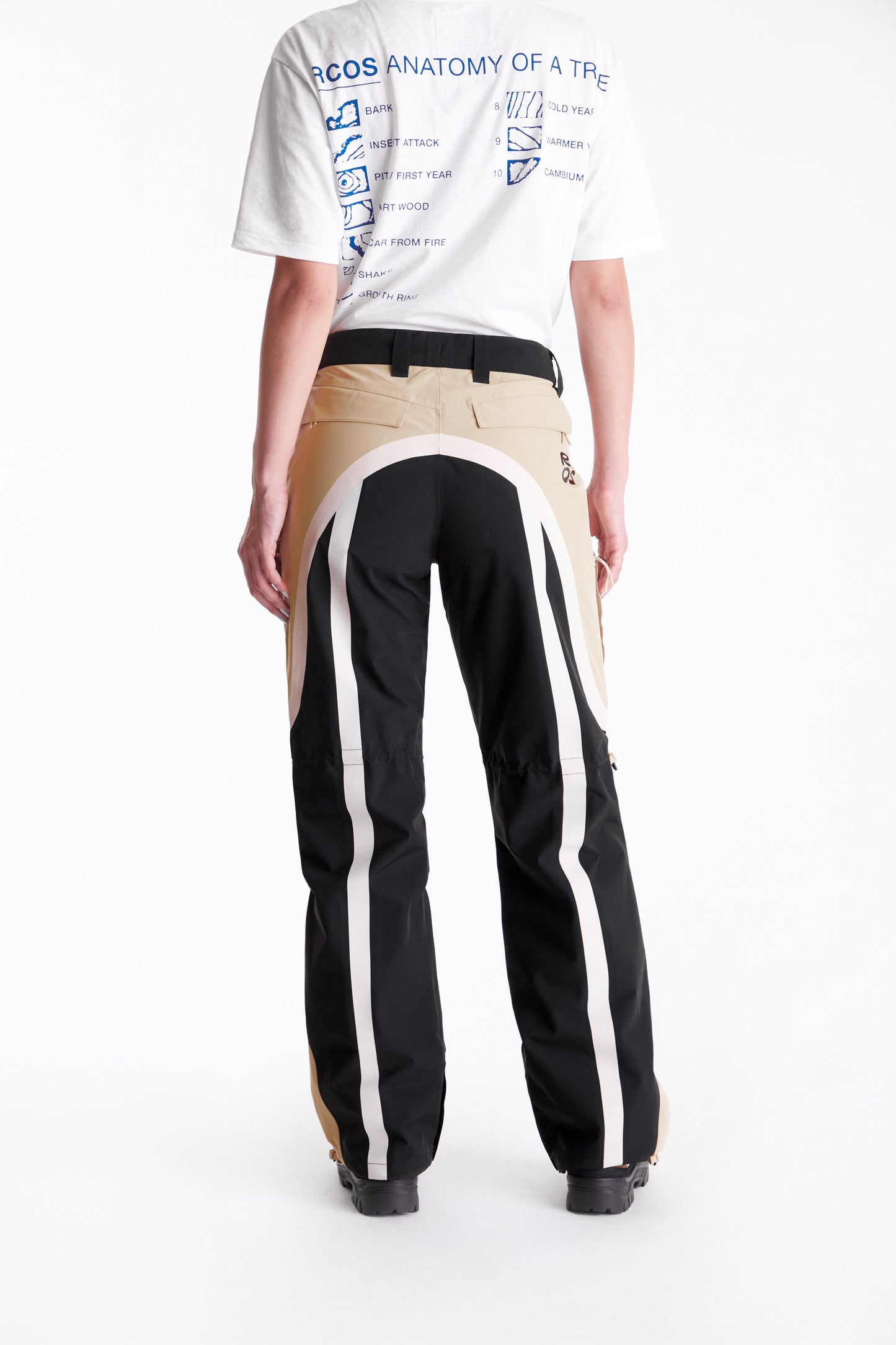 Taped Seam Nylon Shell Pant in Khaki & Black