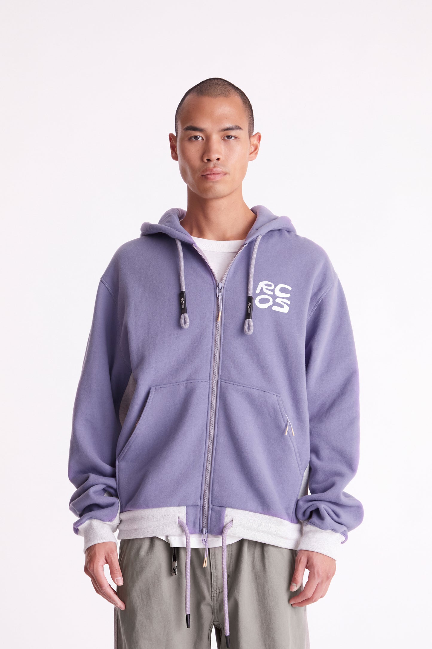 Stack Logo Zip Up Hoodie in Lavender