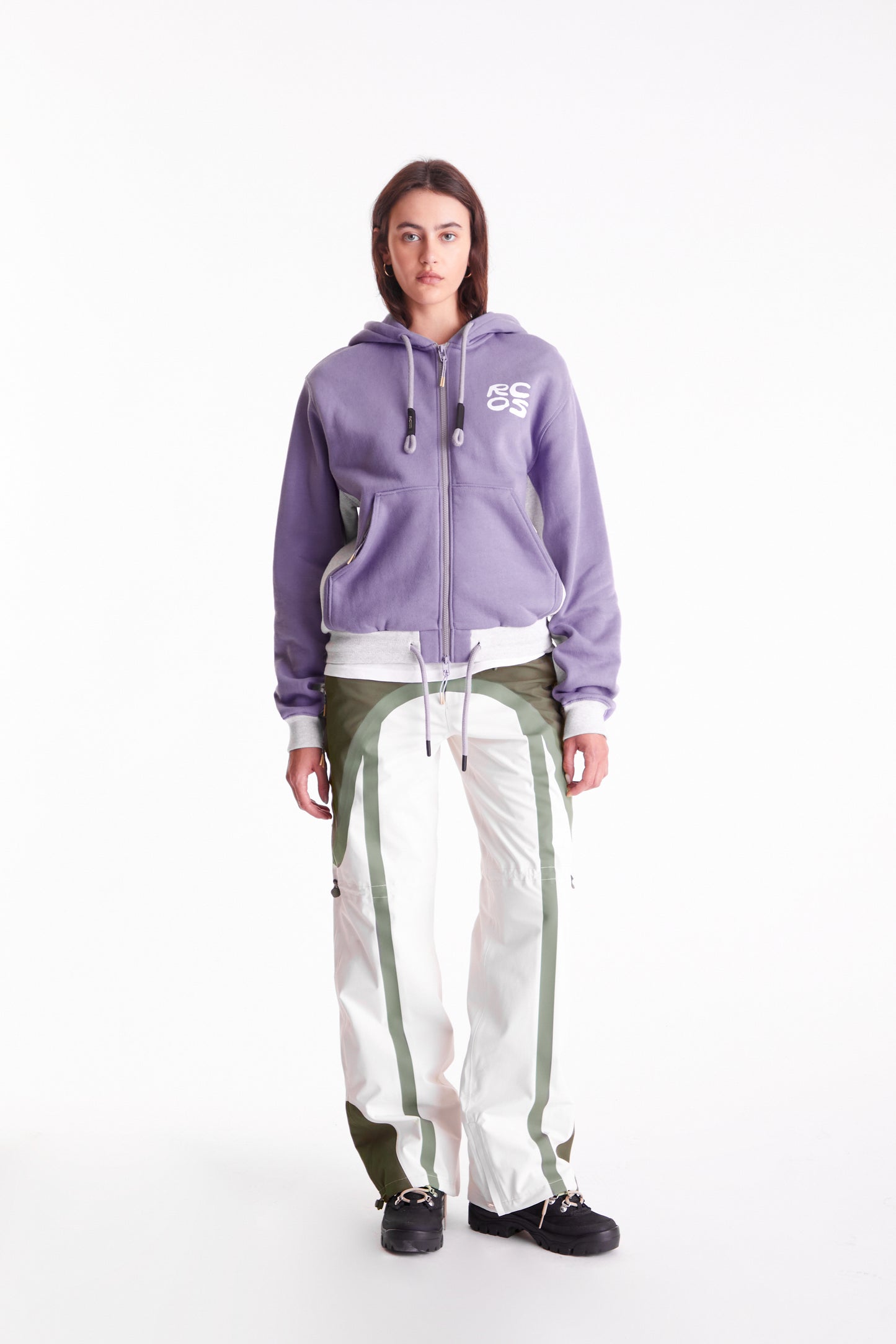 Stack Logo Zip Up Hoodie in Lavender