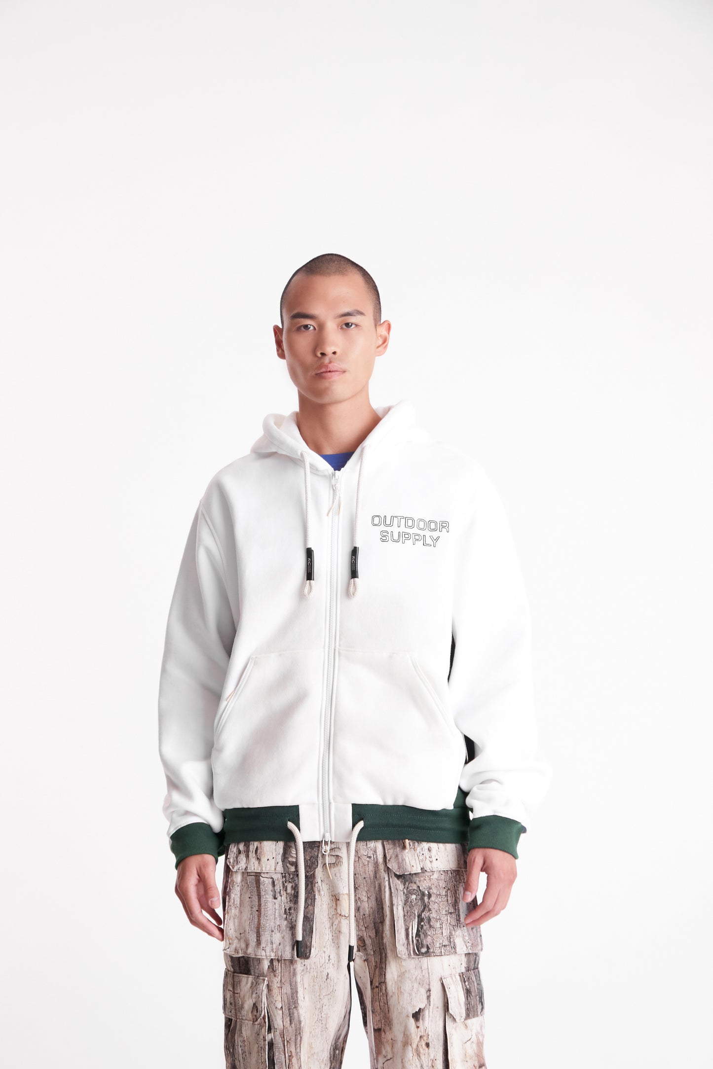 Outdoor Supply Zip Up Hoodie in White