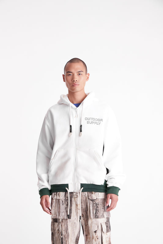 Outdoor Supply Zip Up Hoodie in White
