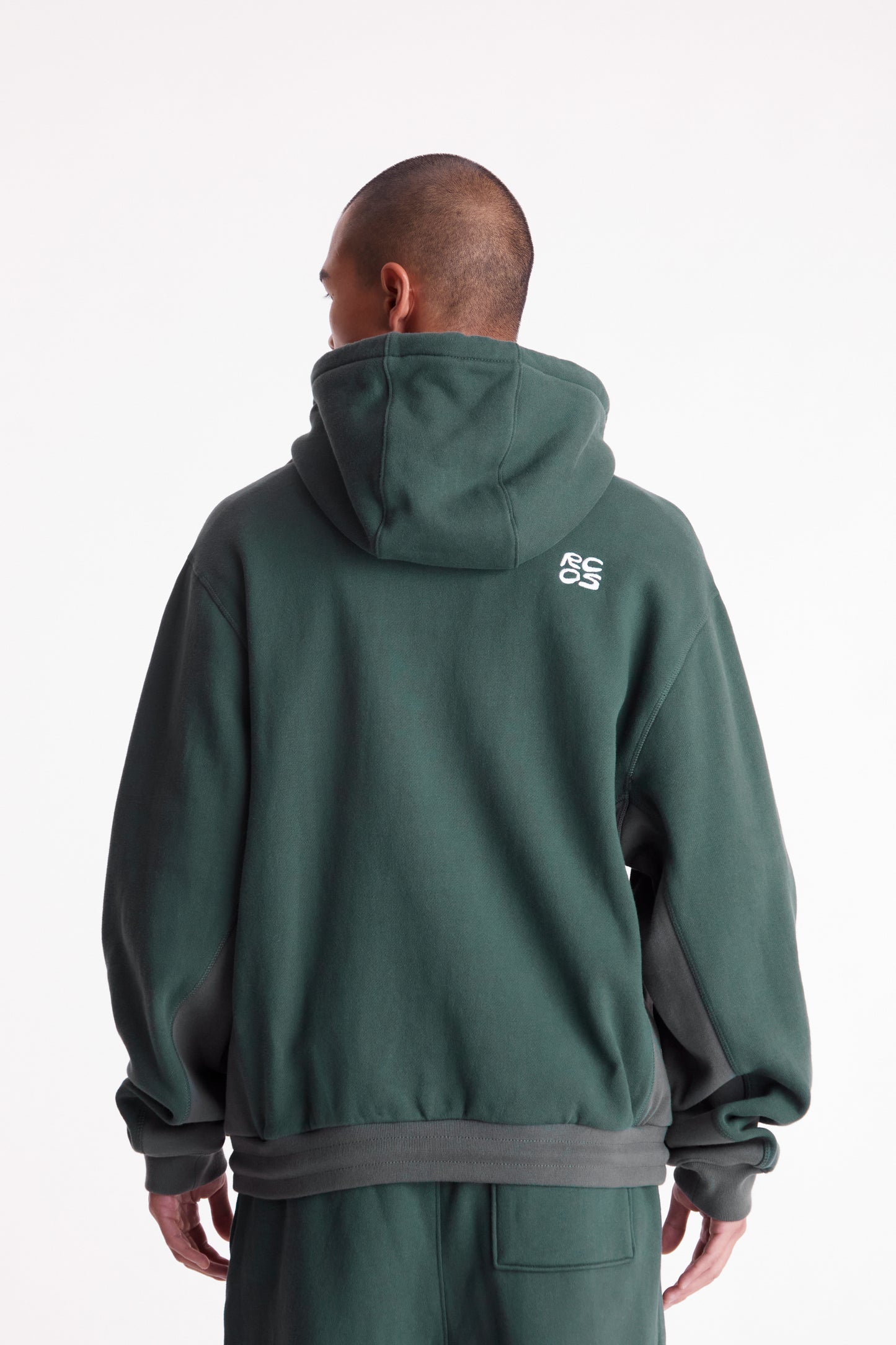 Stack Logo Embroidered Hoodie in Forest Green