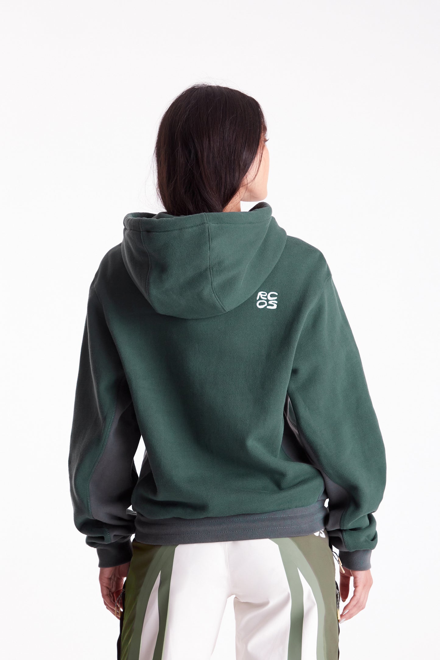Stack Logo Embroidered Hoodie in Forest Green