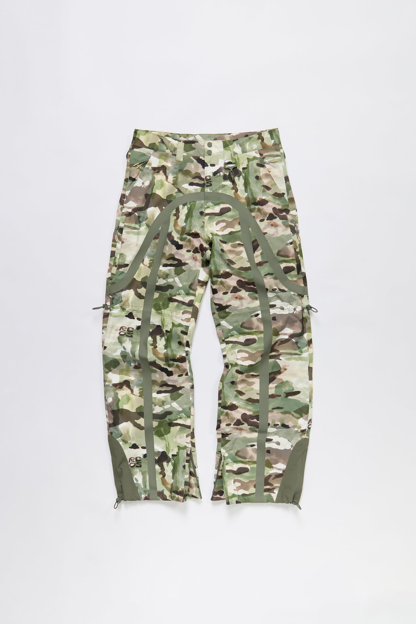 Taped Seam Nylon Shell Pant in Watercolor Camo
