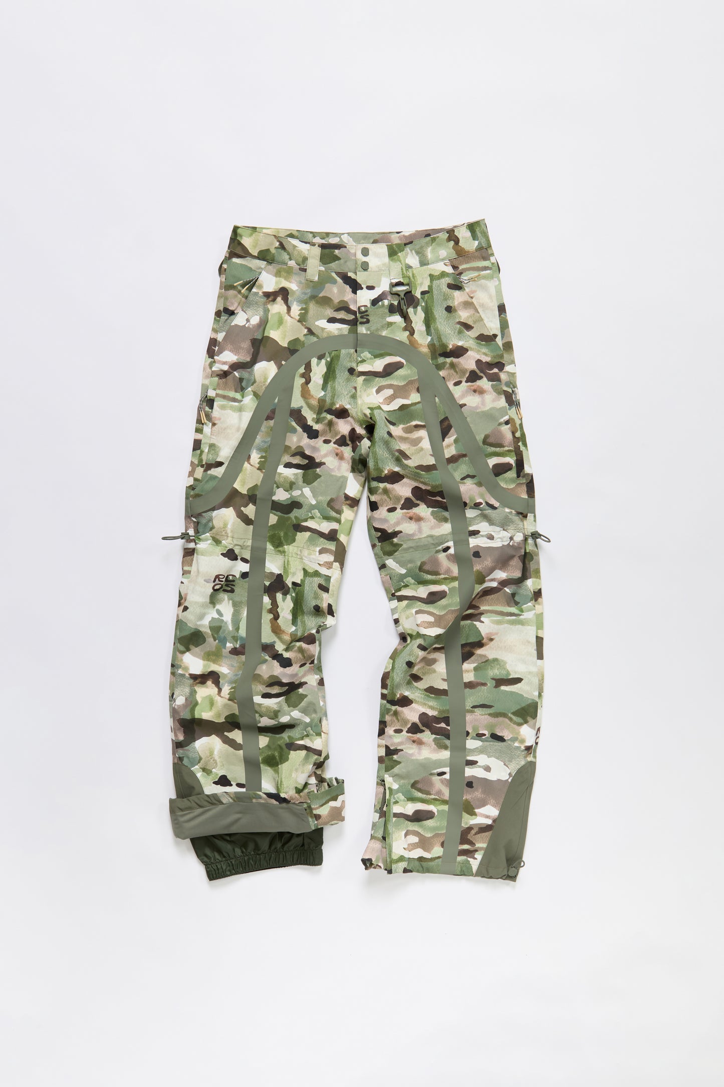 Taped Seam Nylon Shell Pant in Watercolor Camo