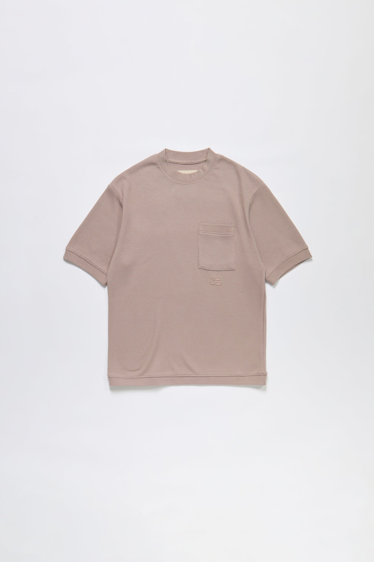 Waffle Knit Pocket T-Shirt in Mauve