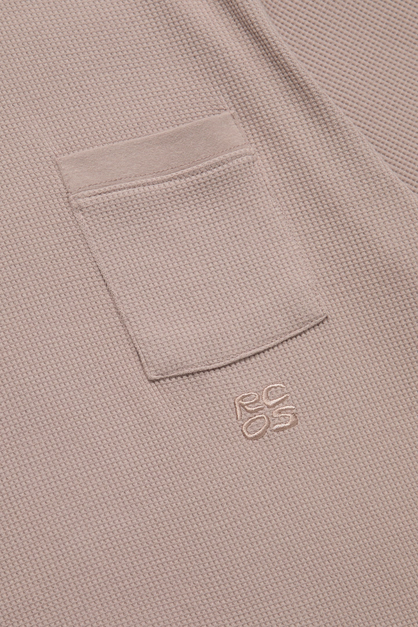 Waffle Knit Pocket T-Shirt in Mauve