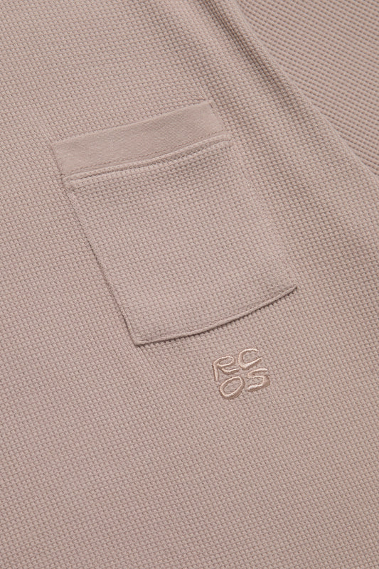 Waffle Knit Pocket T-Shirt in Mauve