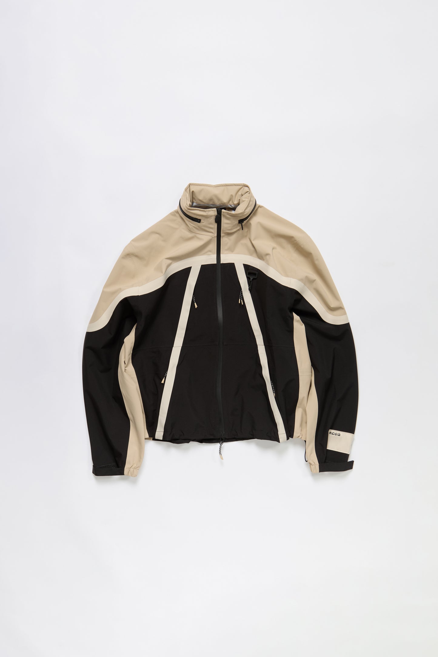 Taped Seam Nylon Shell Jacket in Khaki & Black