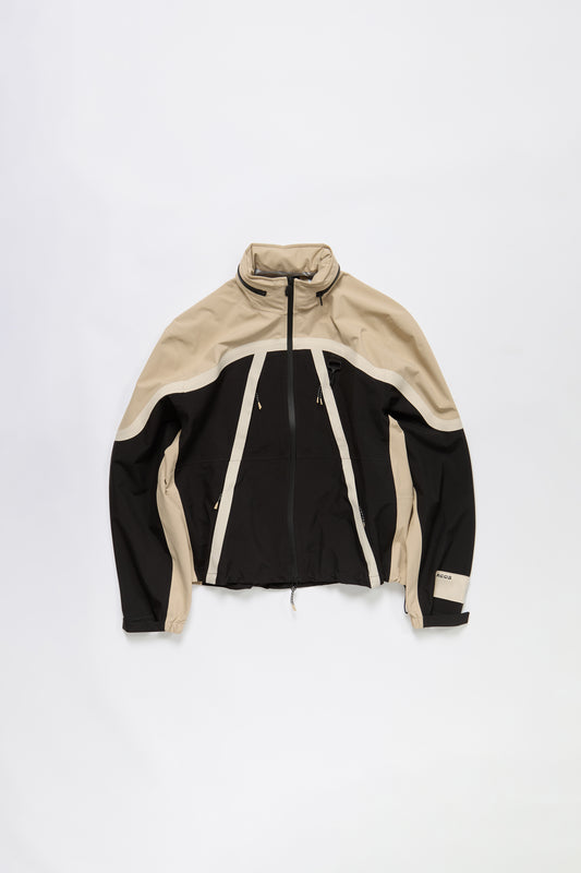 Taped Seam Nylon Shell Jacket in Khaki & Black