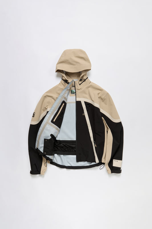 Taped Seam Nylon Shell Jacket in Khaki & Black