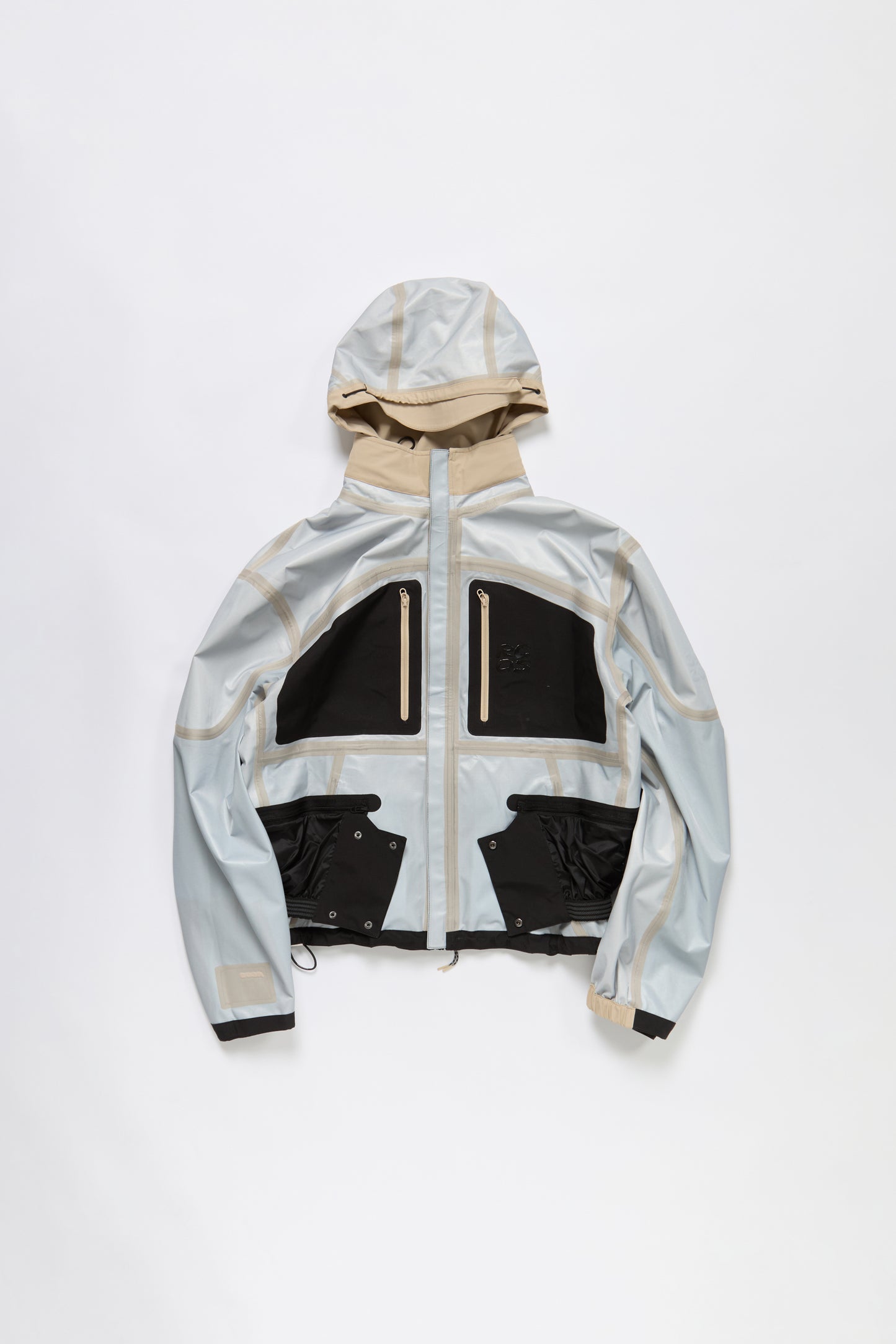 Taped Seam Nylon Shell Jacket in Khaki & Black