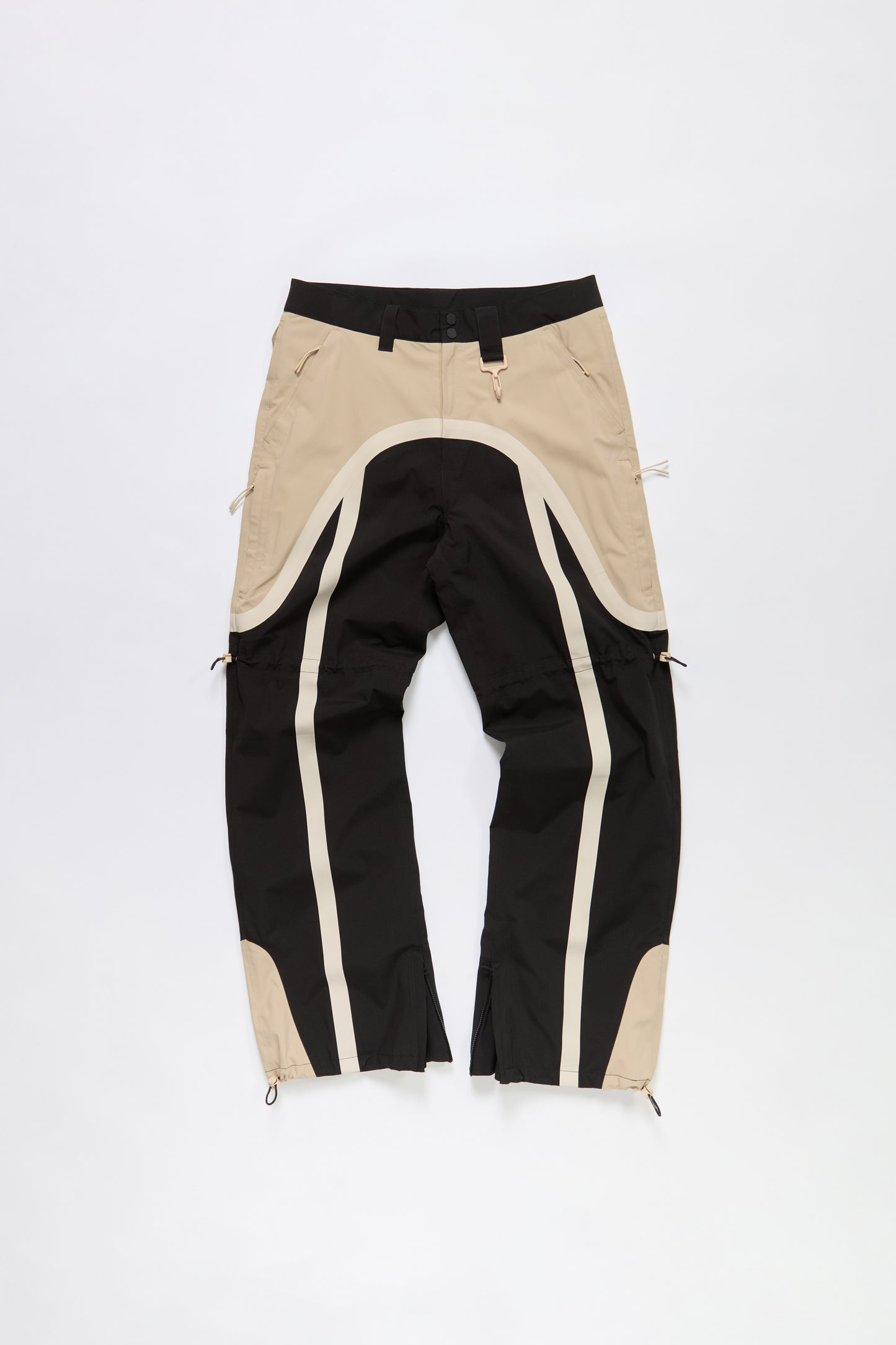 Taped Seam Nylon Shell Pant in Khaki & Black