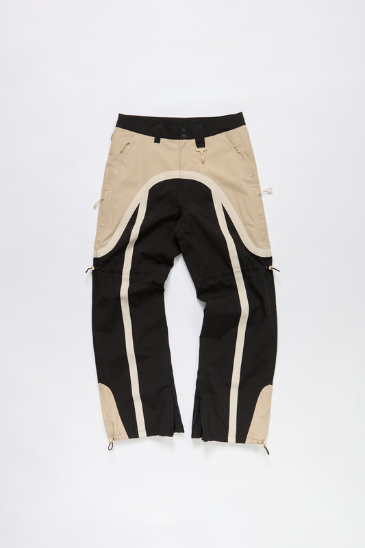Taped Seam Nylon Shell Pant in Khaki & Black