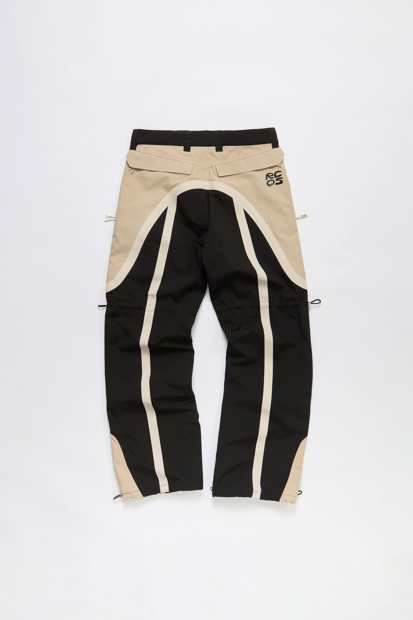 Taped Seam Nylon Shell Pant in Khaki & Black