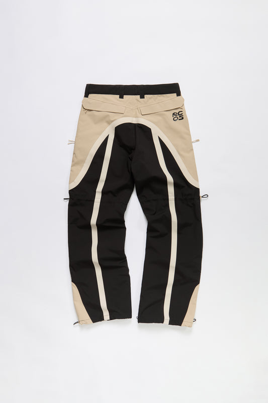 Taped Seam Nylon Shell Pant in Khaki & Black