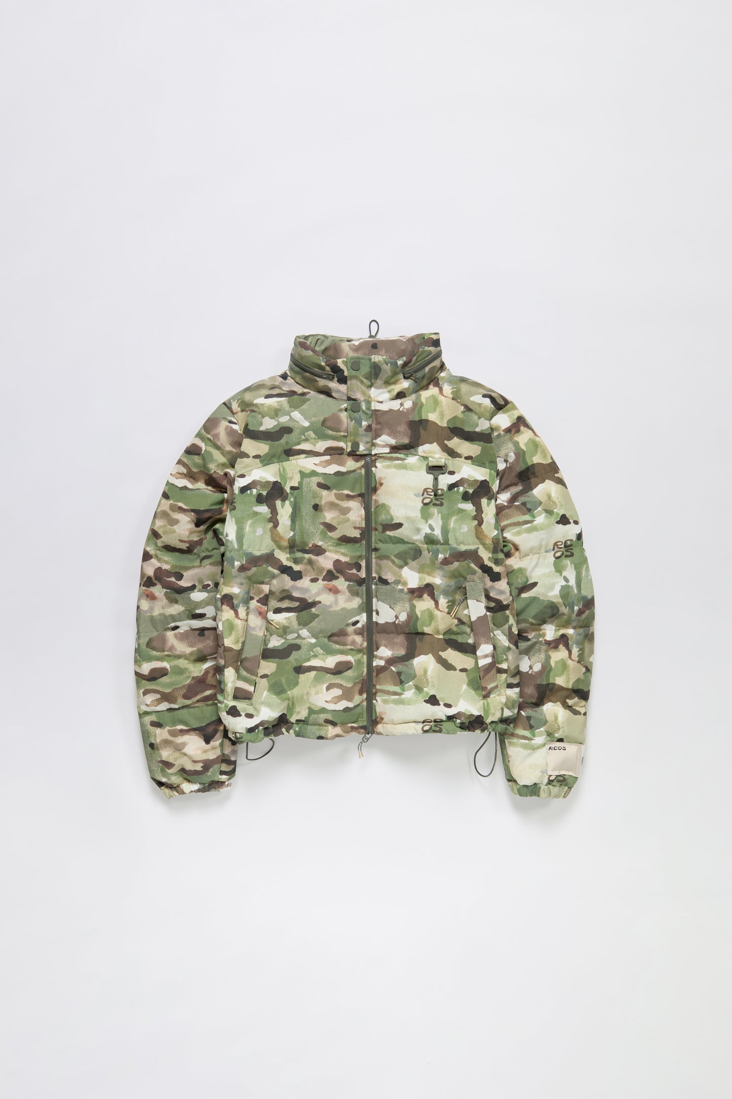 Nylon Puffer Jacket in Watercolor Camo