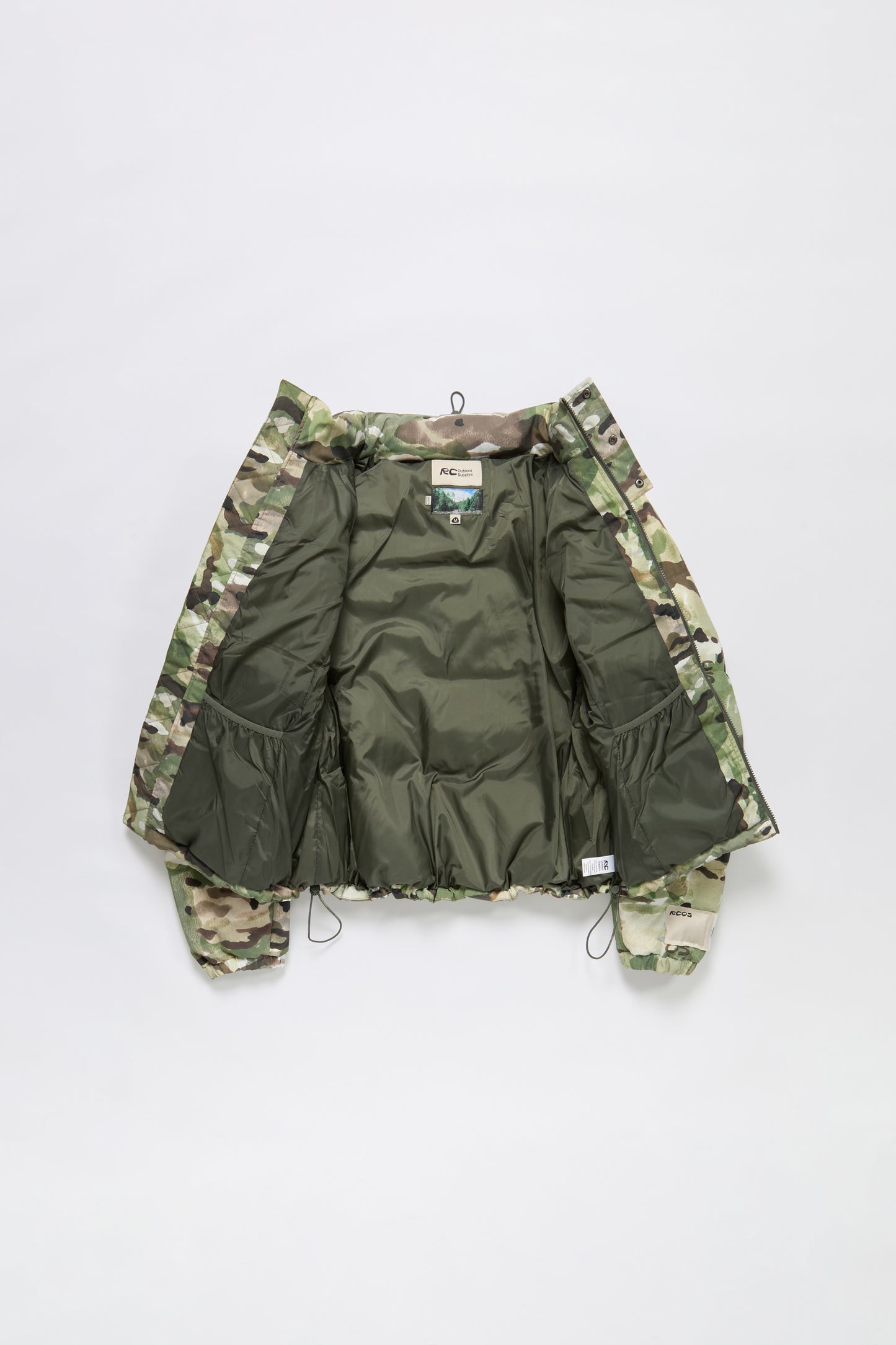 Nylon Puffer Jacket in Watercolor Camo