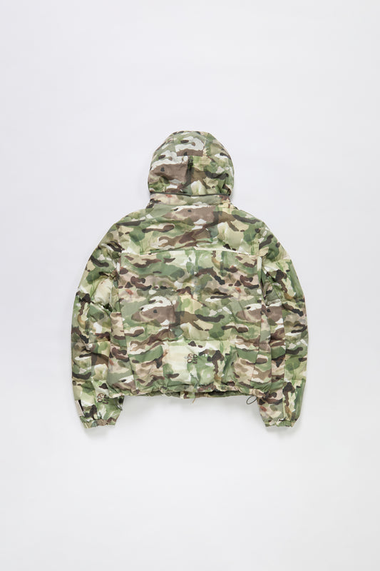 Nylon Puffer Jacket in Watercolor Camo