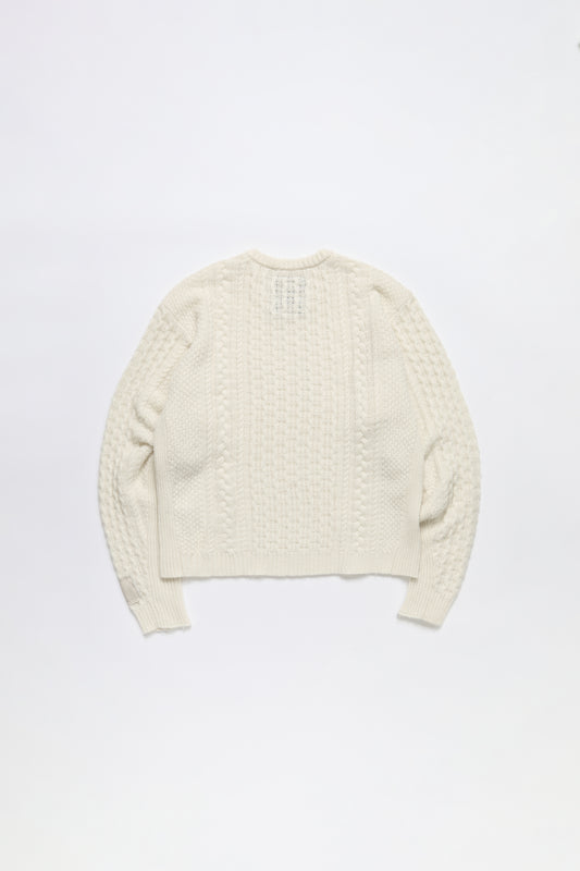 Cable Knit Paneled Sweater in Cream