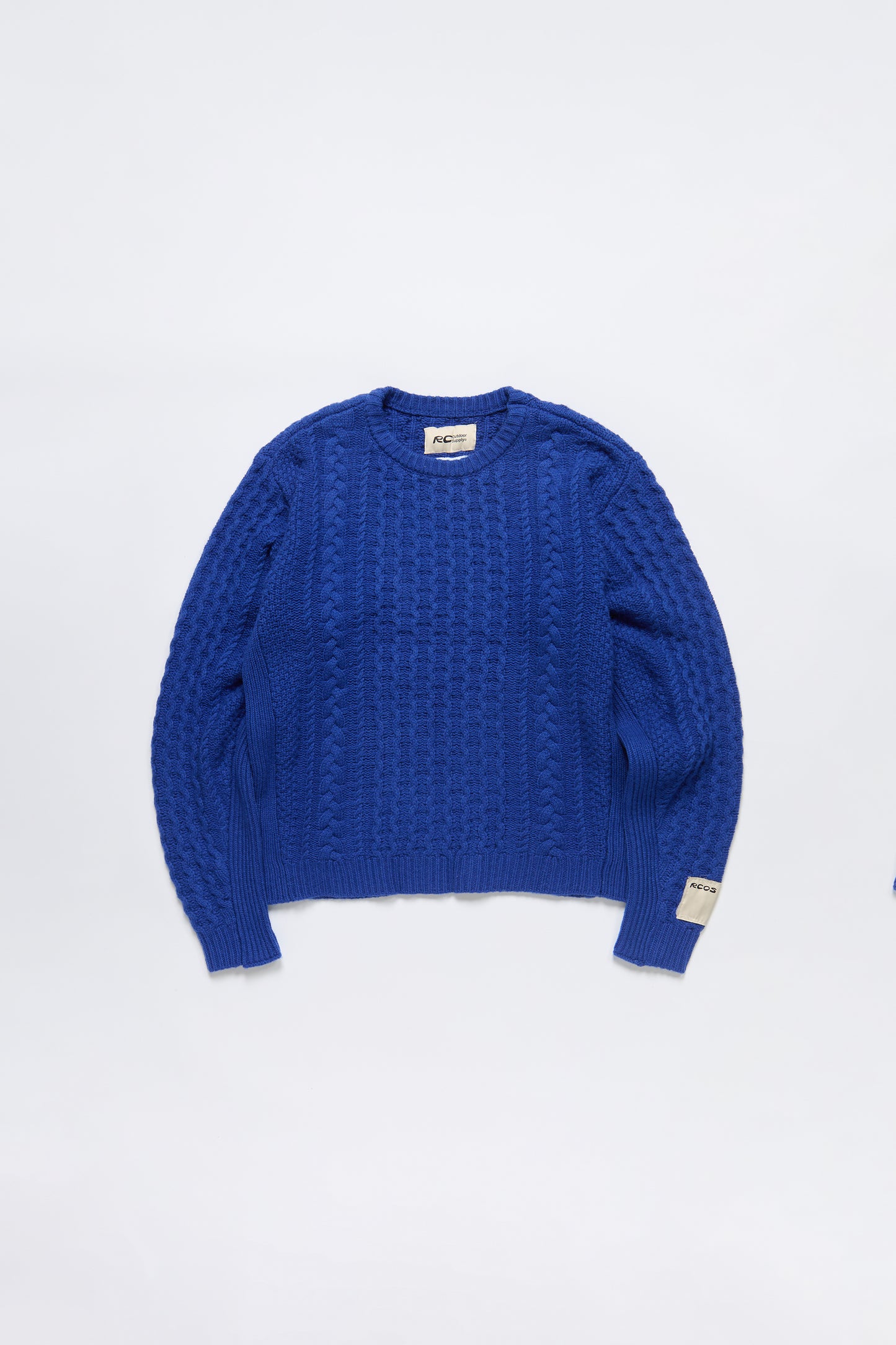 Cable Knit Paneled Sweater in Blue