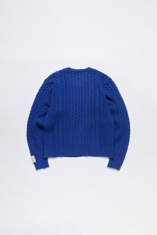 Cable Knit Paneled Sweater in Blue