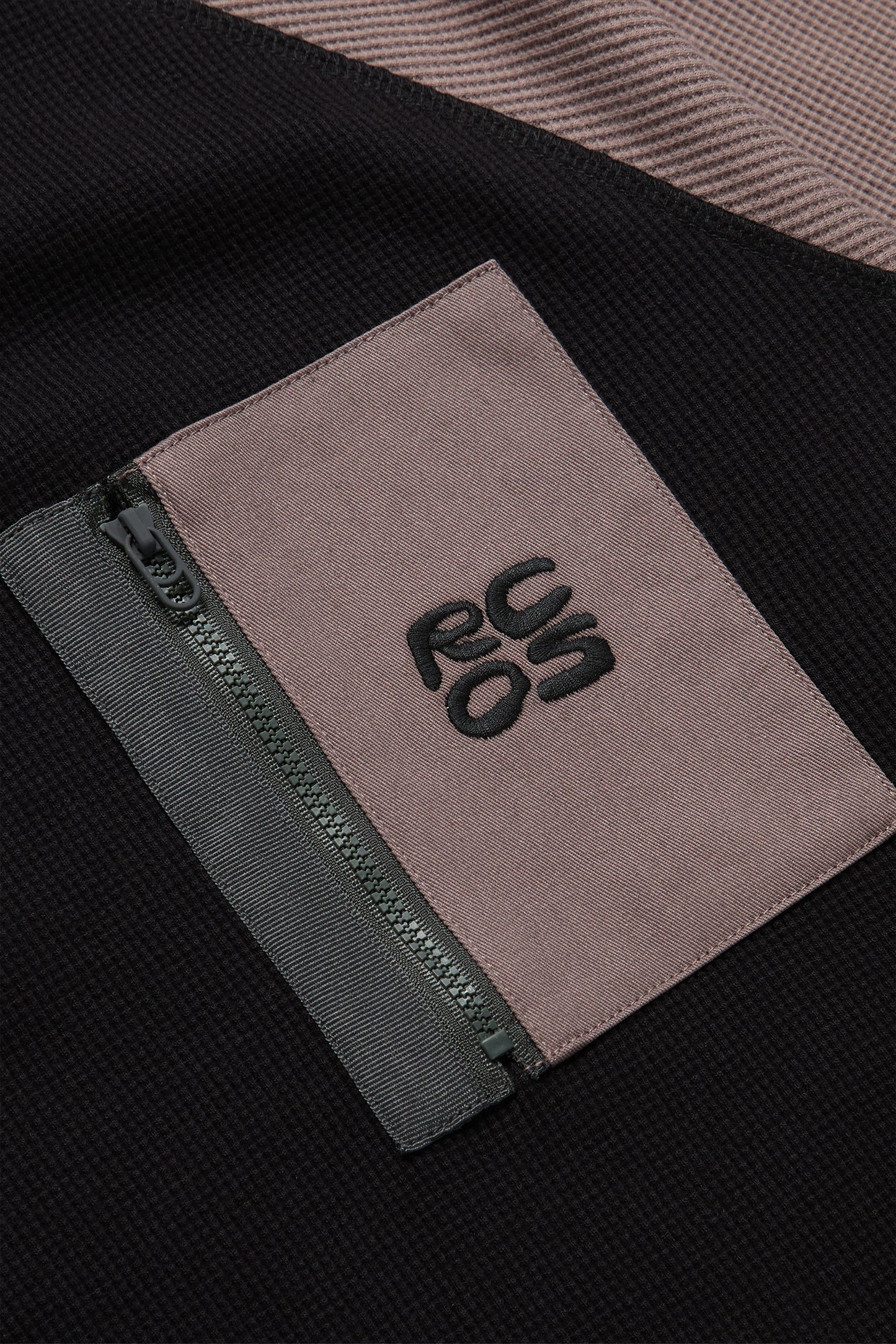 Zip Pocket Waffle Knit Shirt in Black & Brown