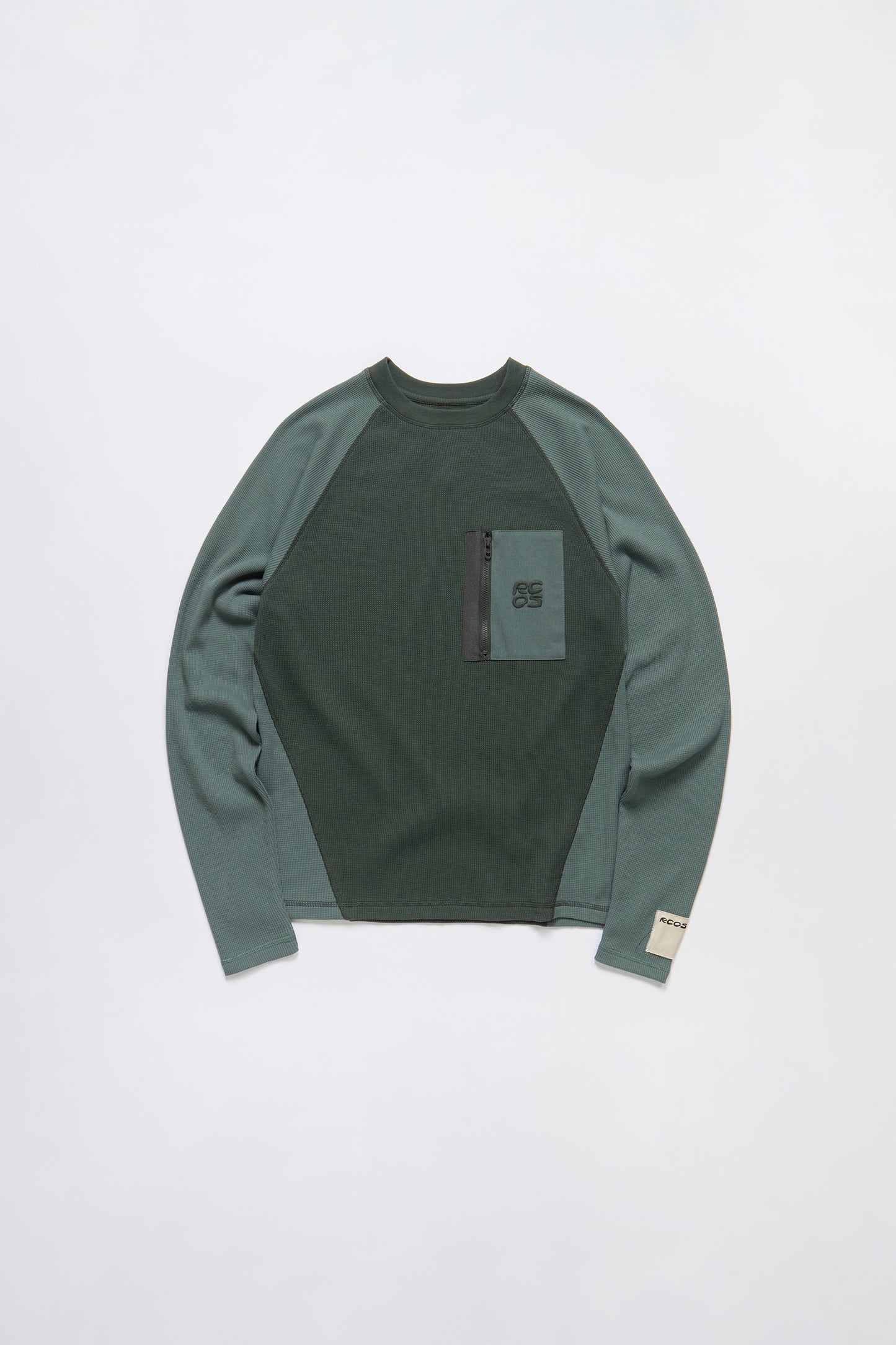 Zip Pocket Waffle Knit Shirt in Green