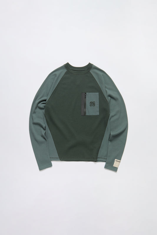 Zip Pocket Waffle Knit Shirt in Green