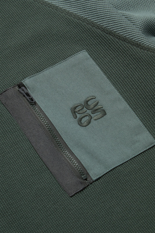 Zip Pocket Waffle Knit Shirt in Green