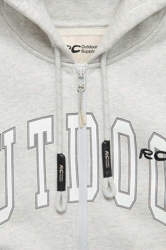 Outdoor Collegiate Zip Hoodie in Heather Grey