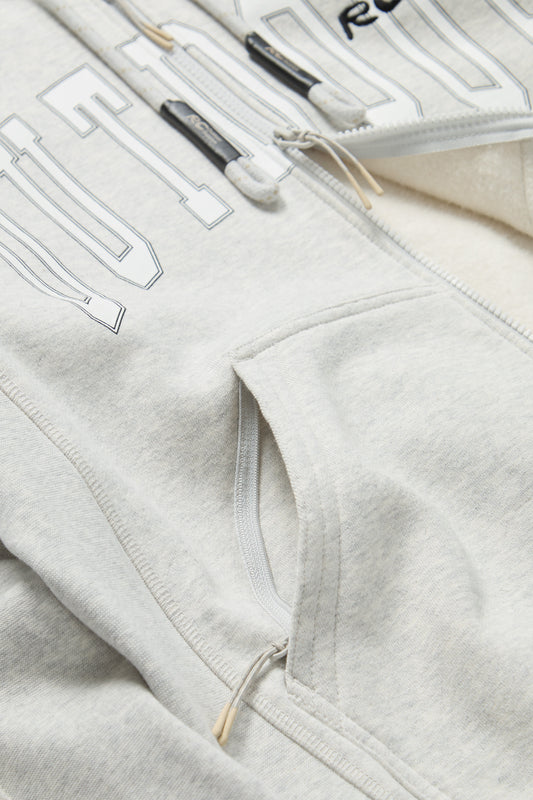 Outdoor Collegiate Zip Hoodie in Heather Grey