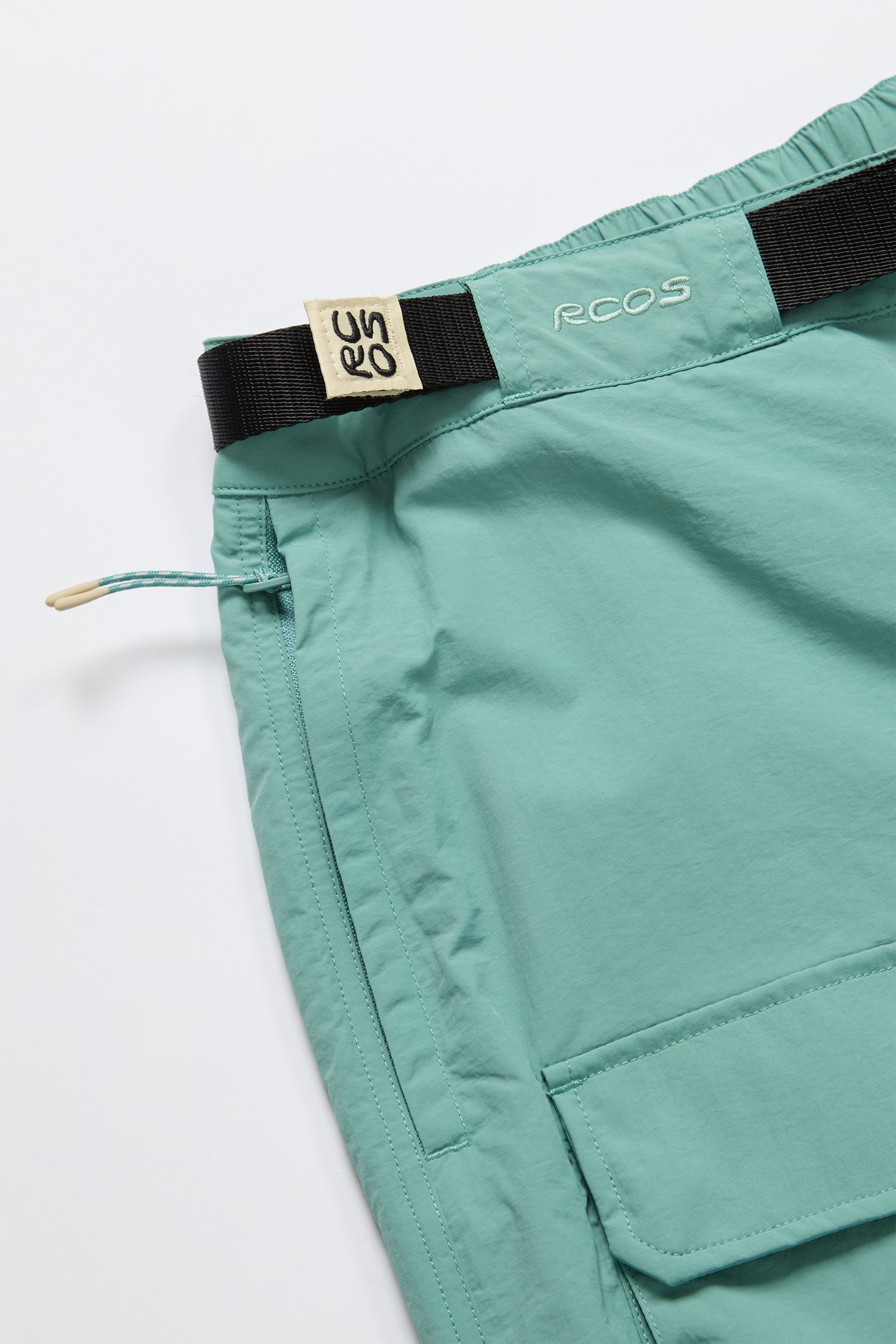 Nylon Belted Cargo Short in Green