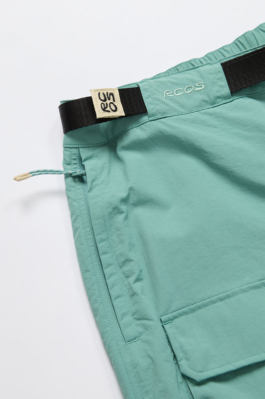 Nylon Belted Cargo Short in Green