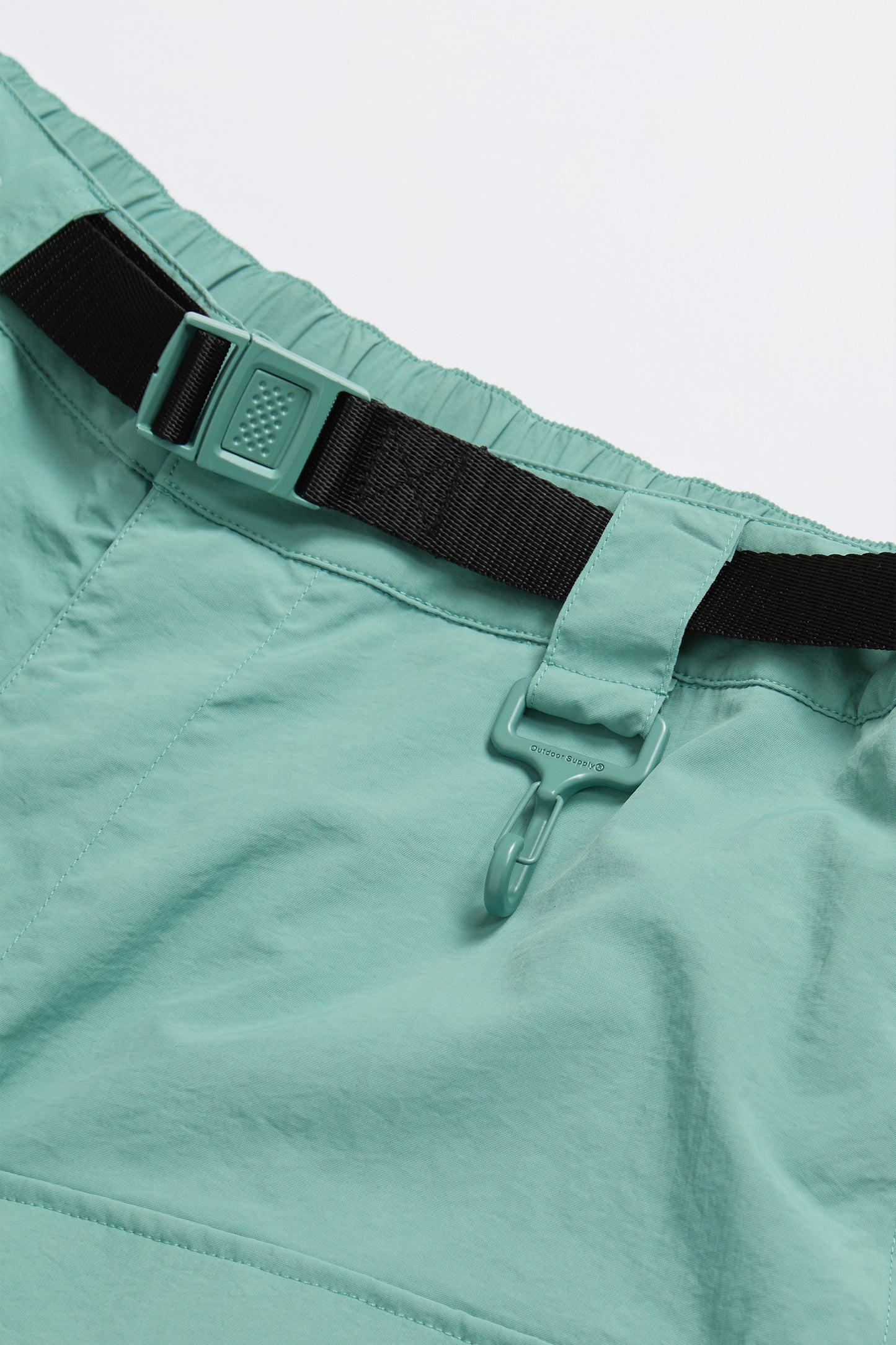 Nylon Belted Cargo Short in Green