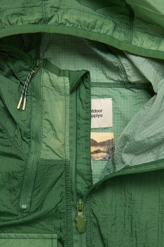 Packable Nylon Ripstop Jacket in Gradient Green