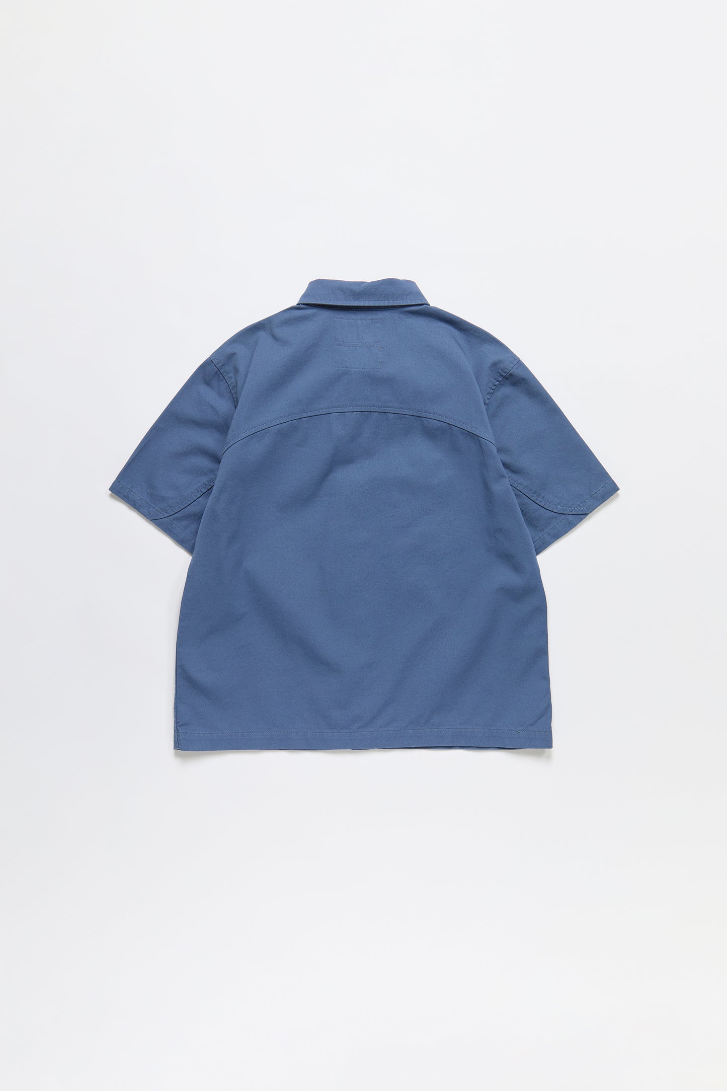 Cotton Short Sleeve Button Down Shirt in Slate Blue