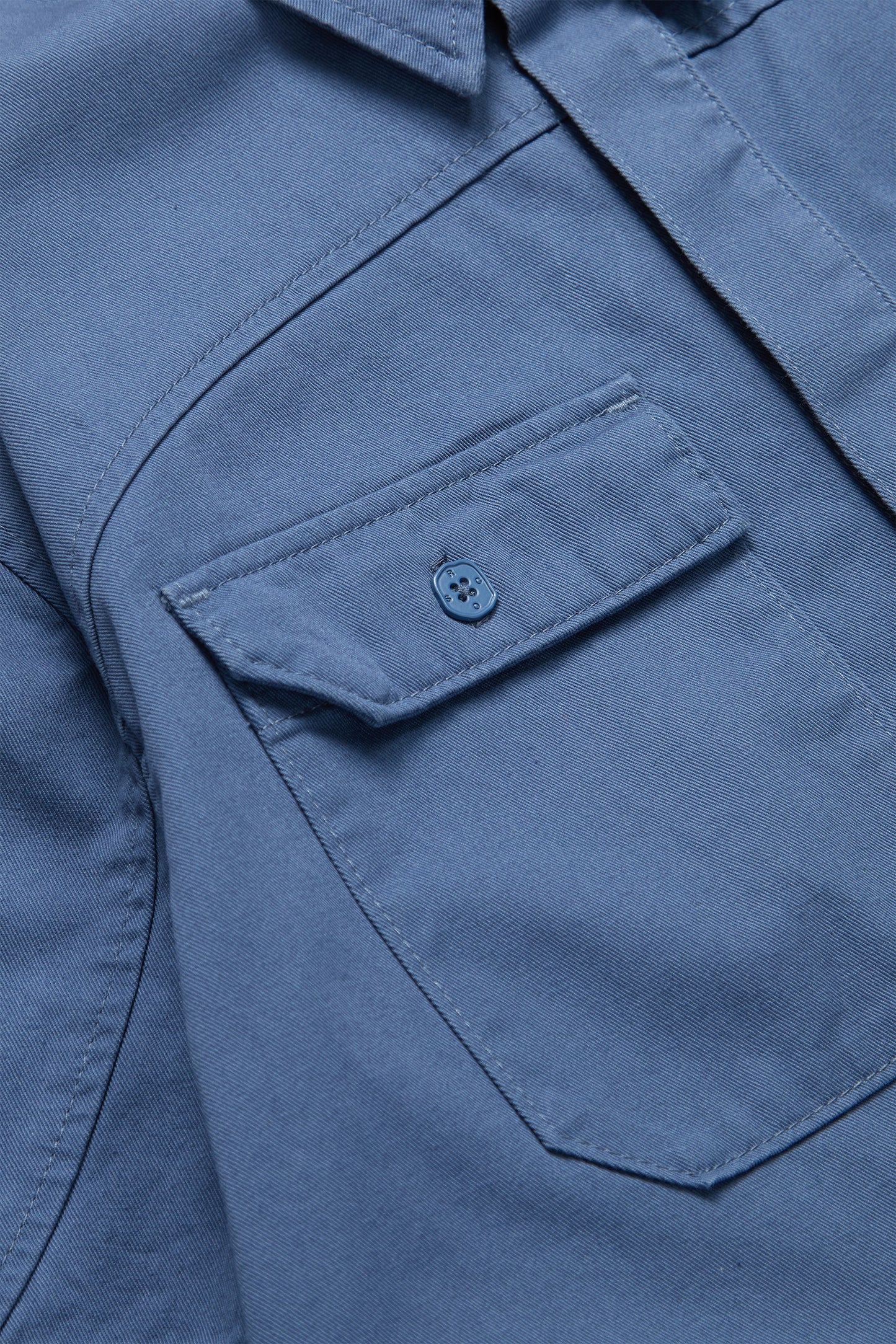 Cotton Short Sleeve Button Down Shirt in Slate Blue
