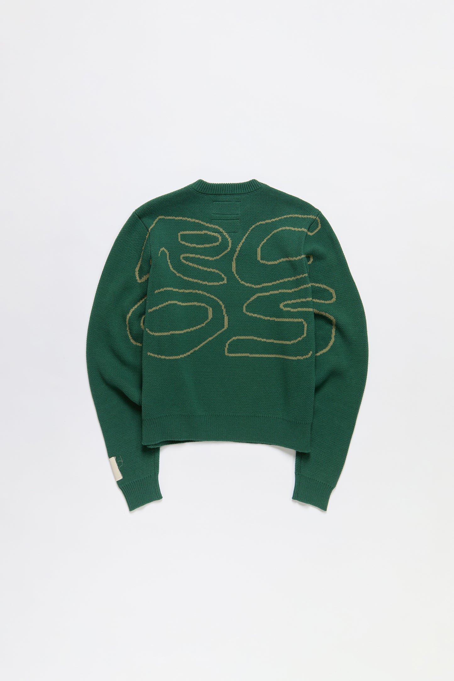 Stack Logo Heavy Intarsia Knit Sweater in Green