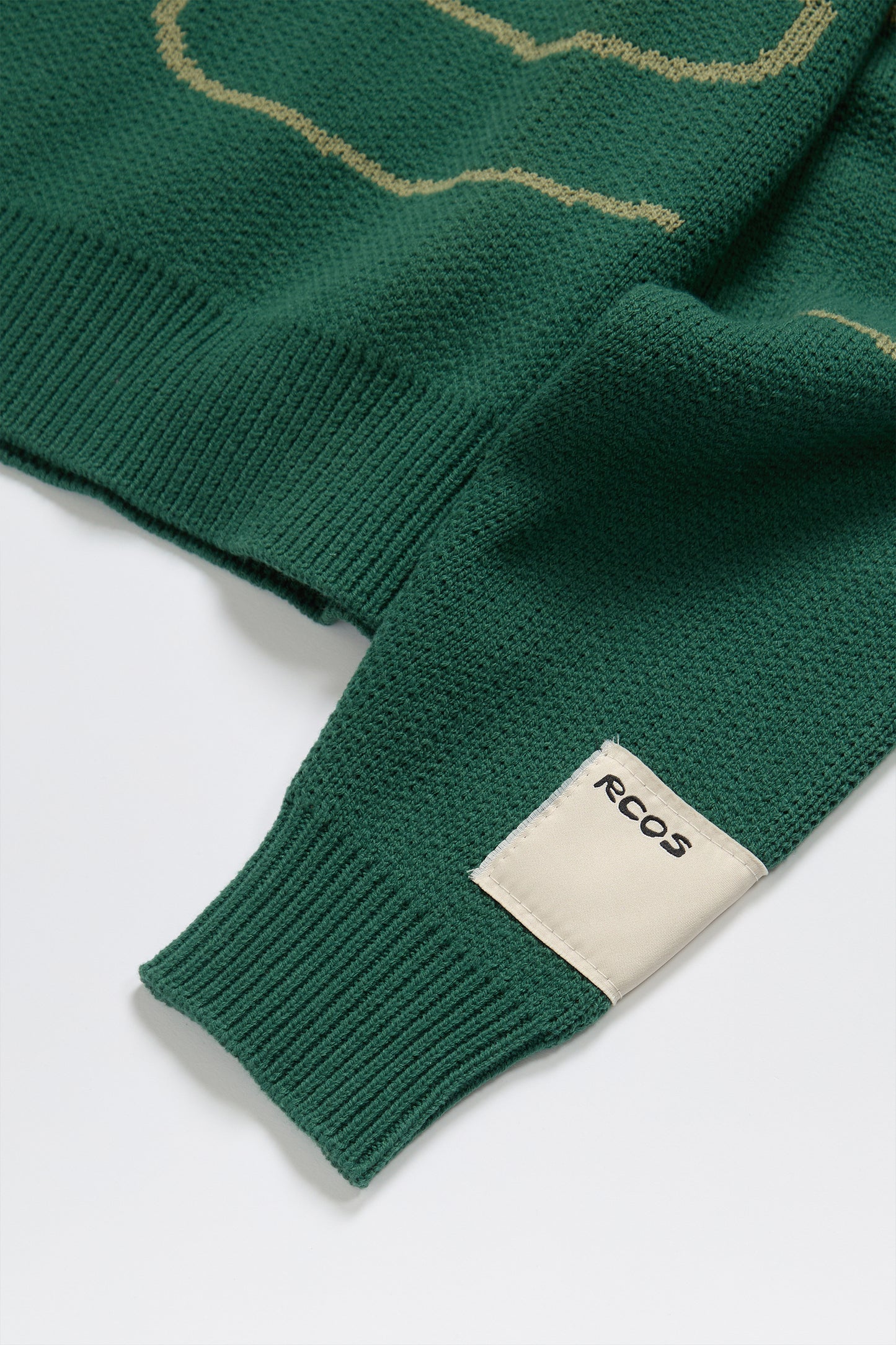 Stack Logo Heavy Intarsia Knit Sweater in Green